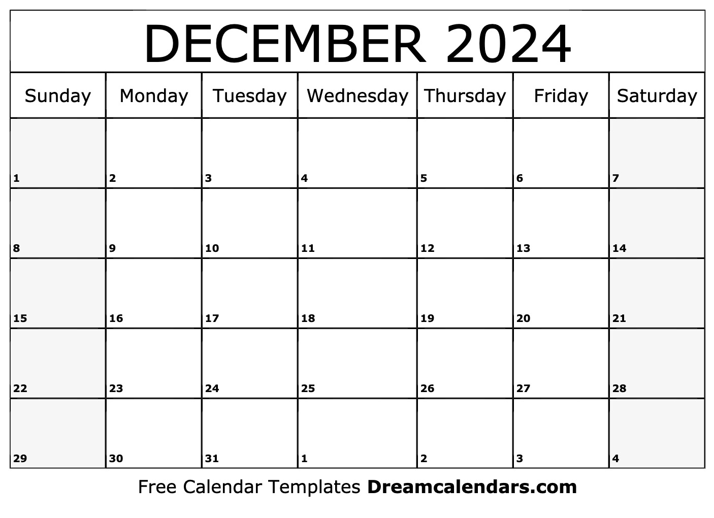 December 2024 calendar | Free blank printable with holidays