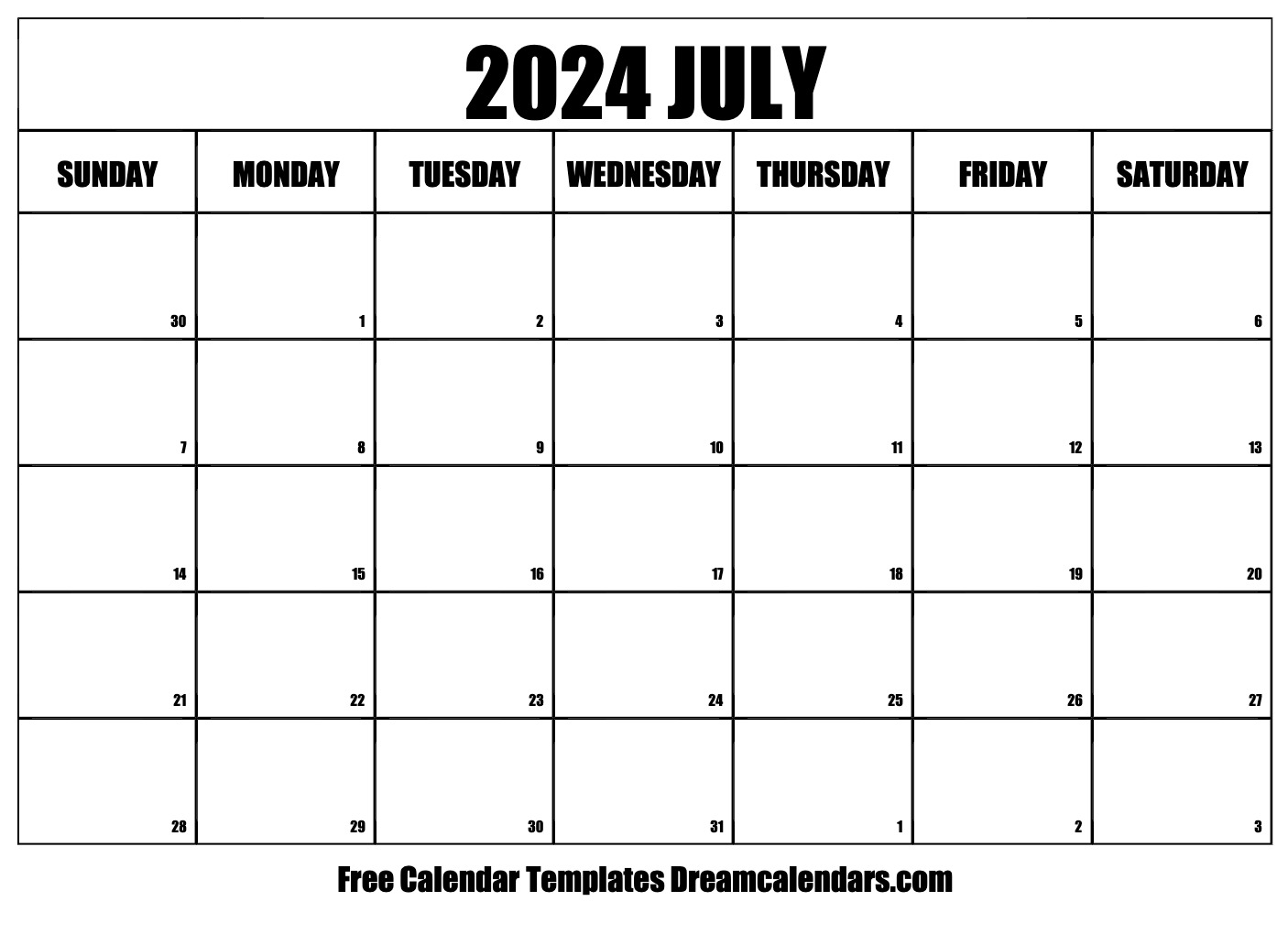 July 2024 calendar Free blank printable with holidays