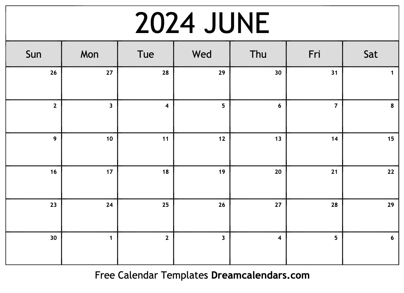 June 2024 Calendar Printable Free Pdf