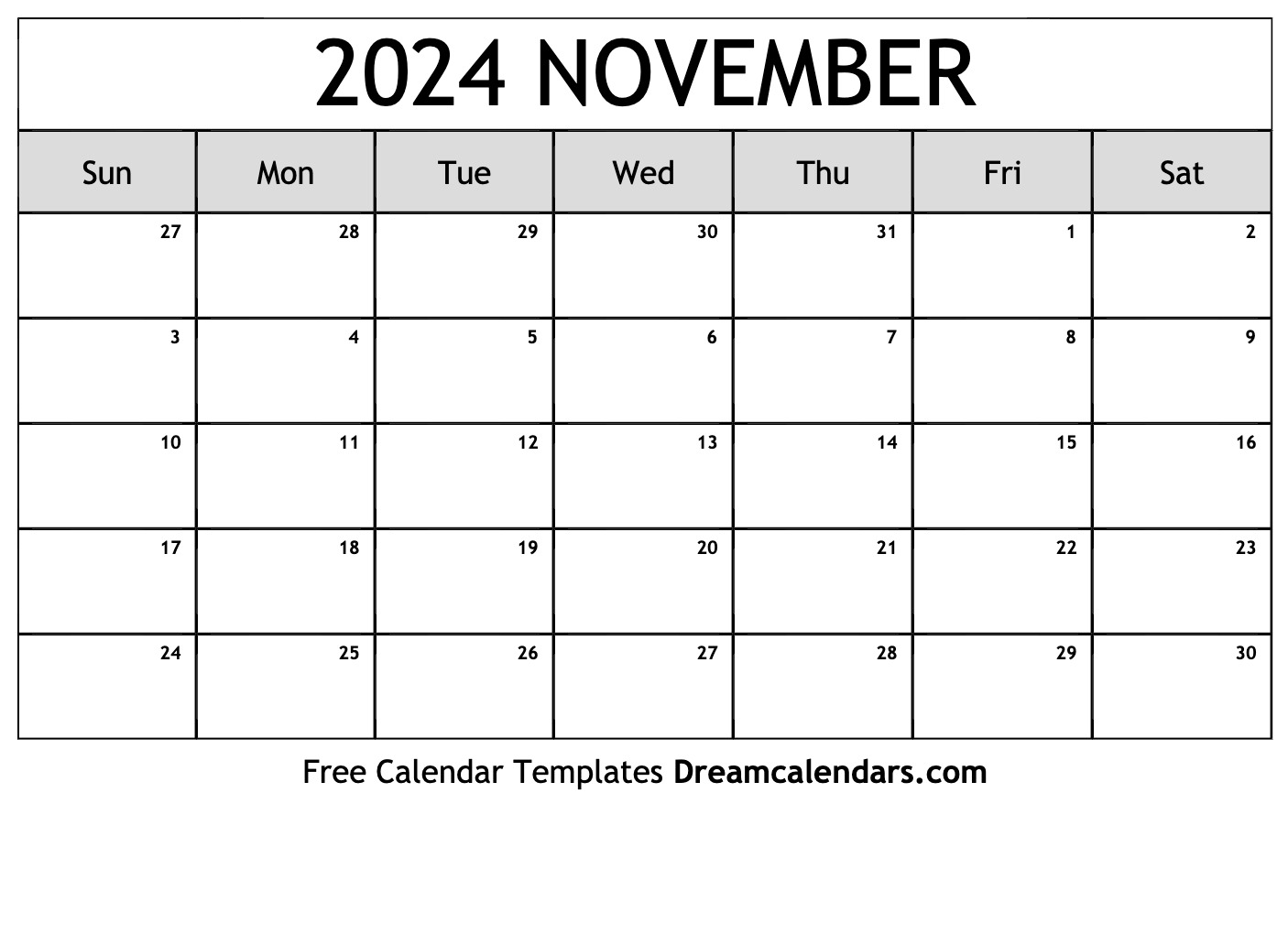 Download Printable November 2024 Calendars
