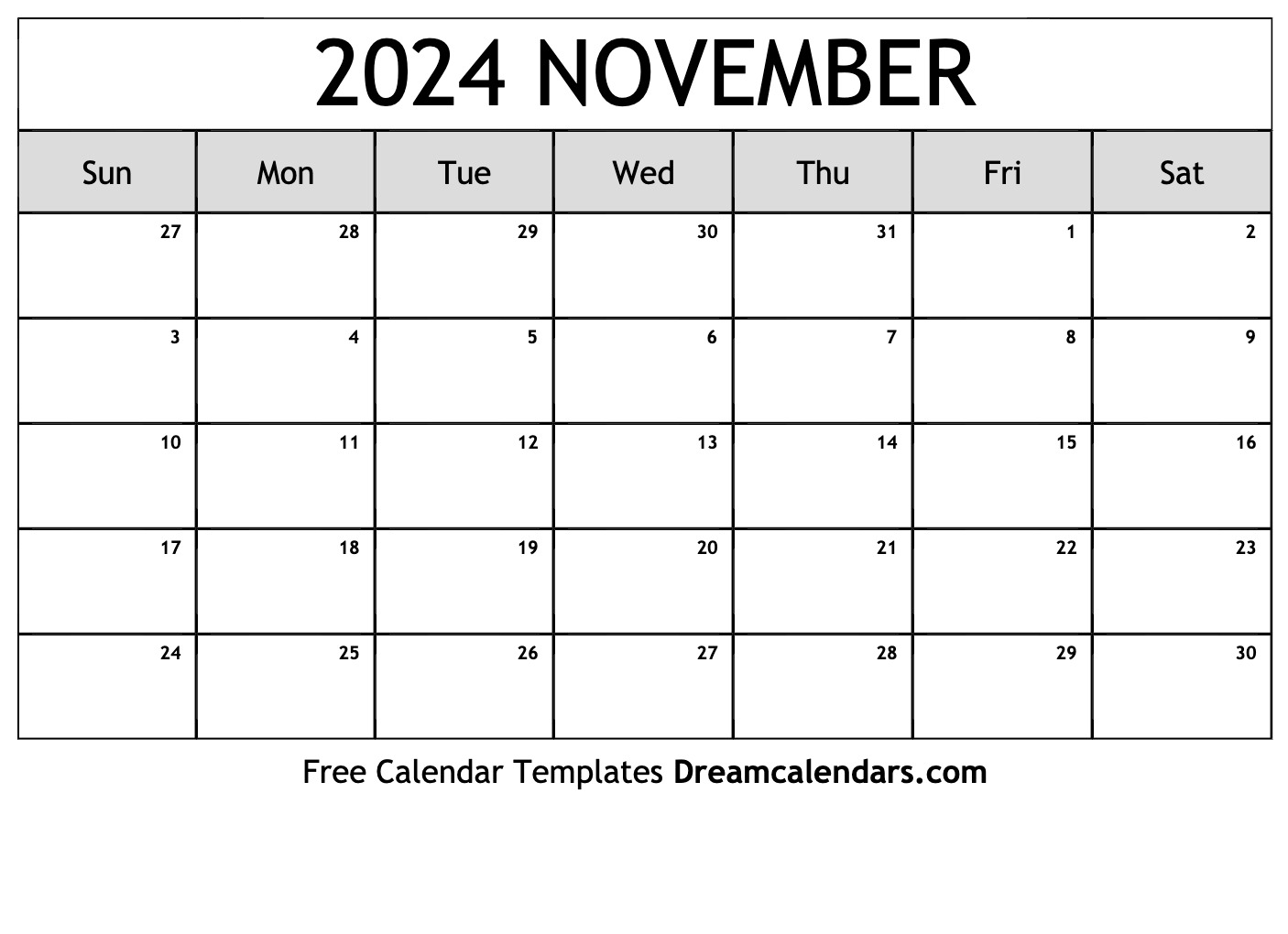 2024 November Calendar Template