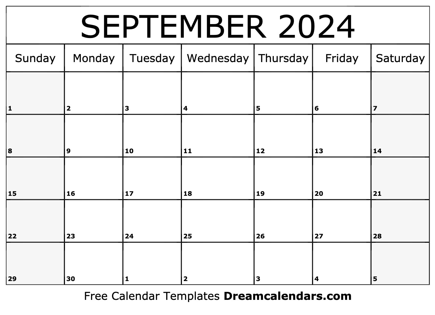 Calendar Template September 2024