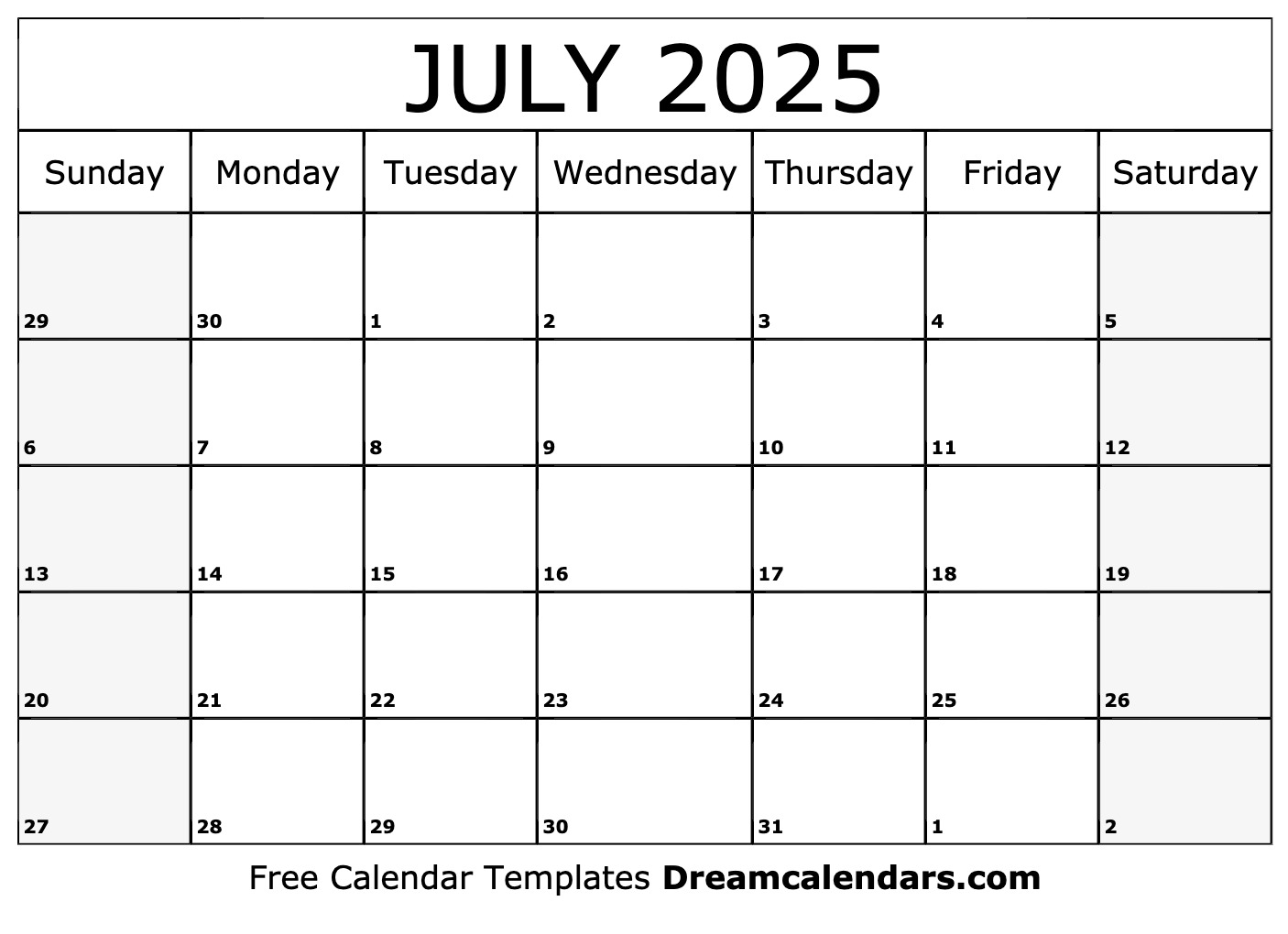 July 2025 Calendar Free Blank Printable With Holidays
