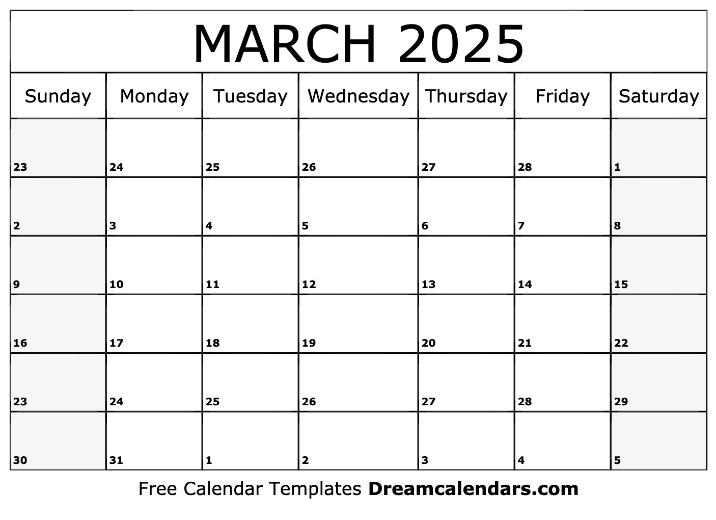 March 2025 Calendar Free Blank Printable With Holidays