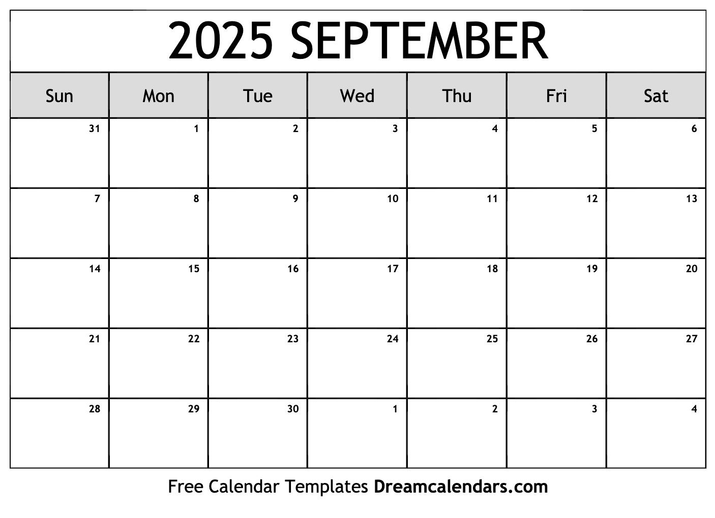 2025 Calendar September