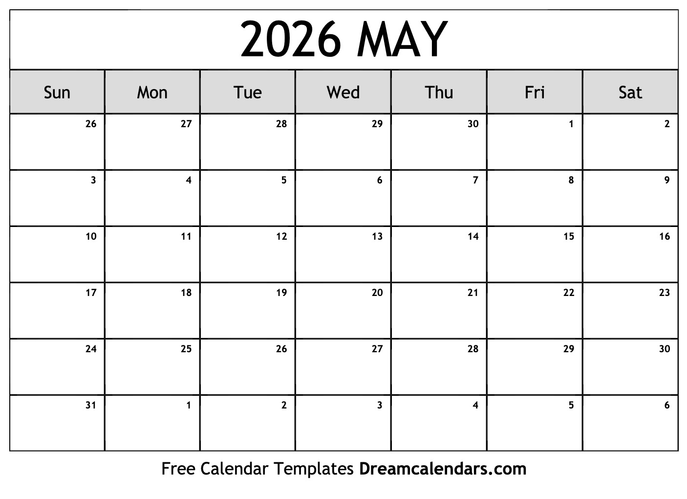 May 2026 Calendar Free Blank Printable With Holidays