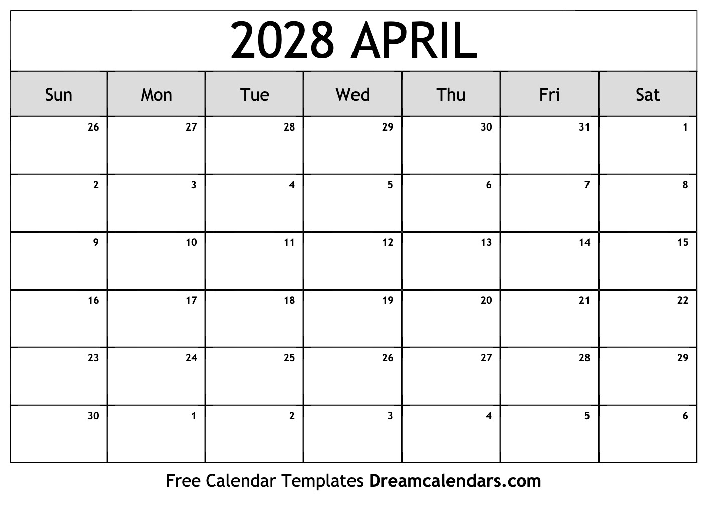 April 2028 Calendar Free Blank Printable With Holidays