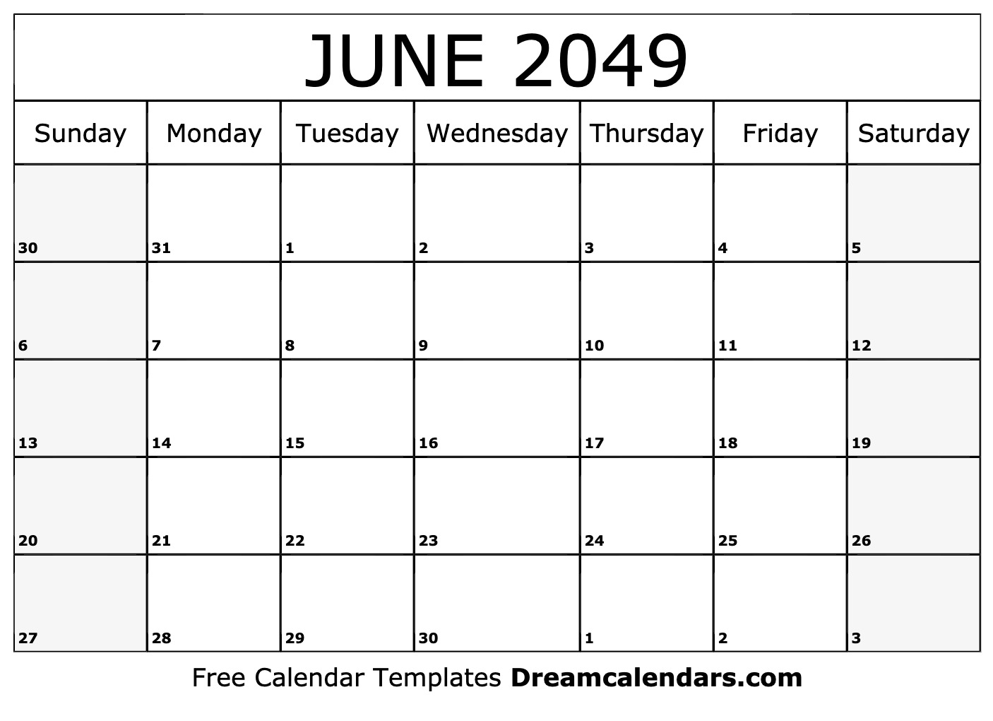 Download Printable June 2049 Calendars
