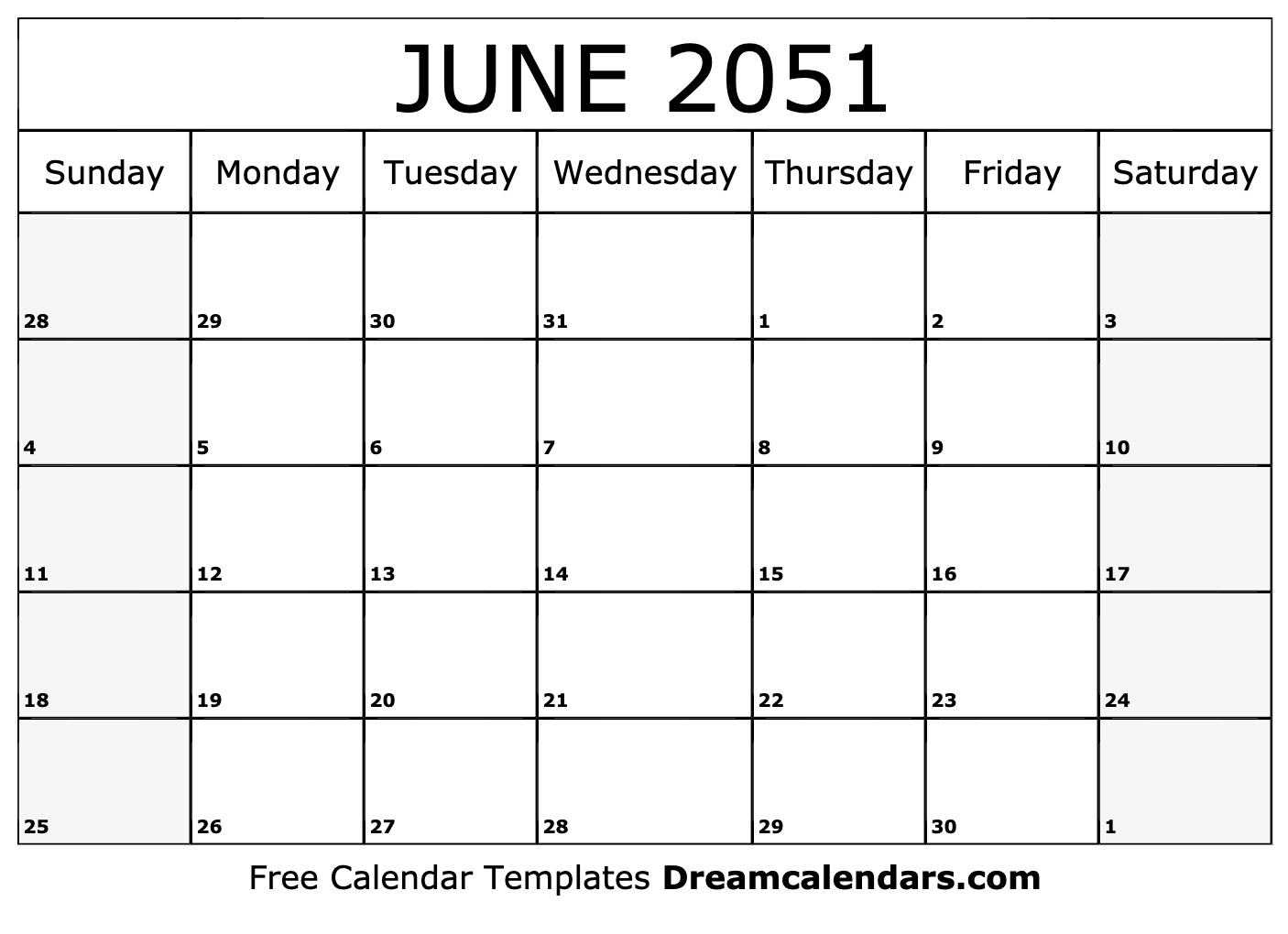 June 2051 calendar | Free blank printable with holidays