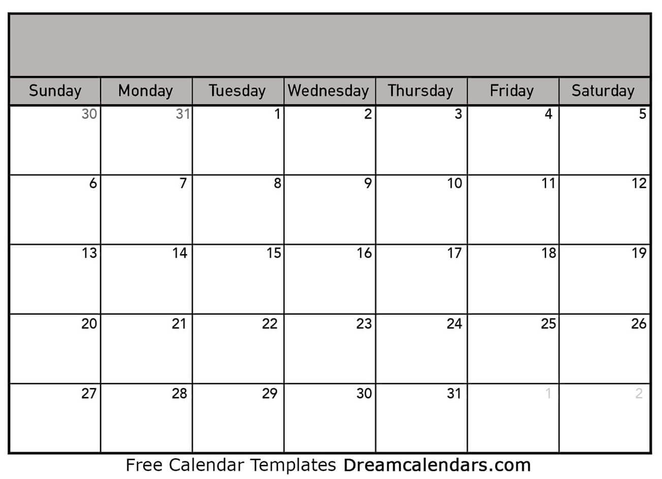 Blank Calendar - Printable Blank Calendar 23 In Month At A Glance Blank Calendar Template