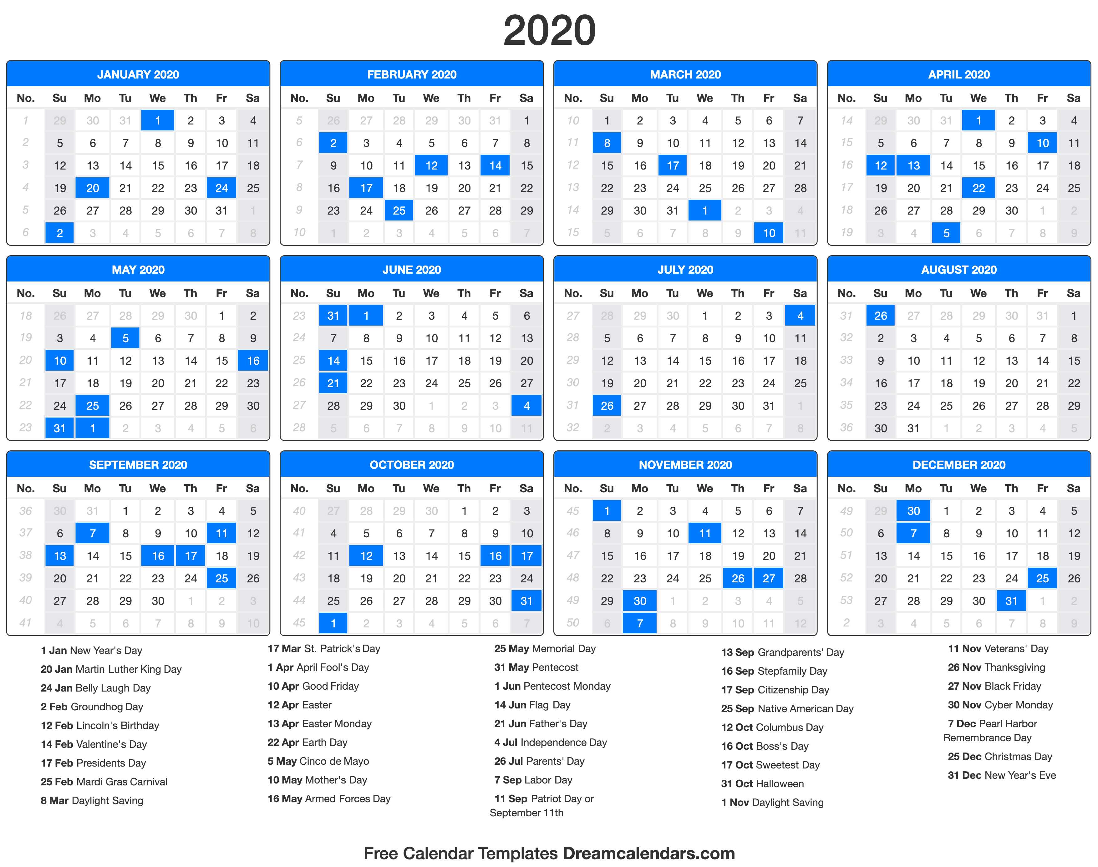 Dream Calendars - Make your calendar template blog: 2019