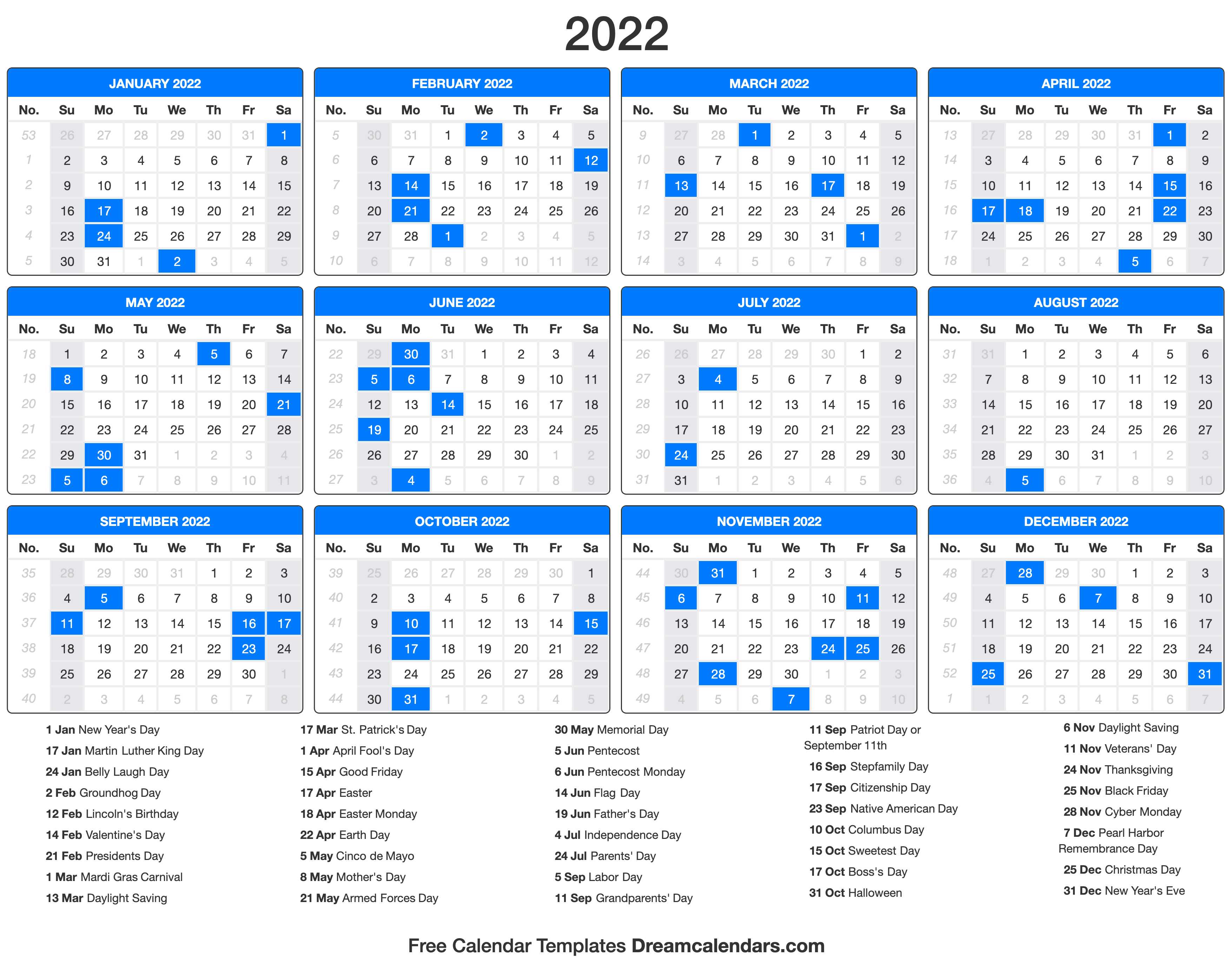  2022  Calendar 