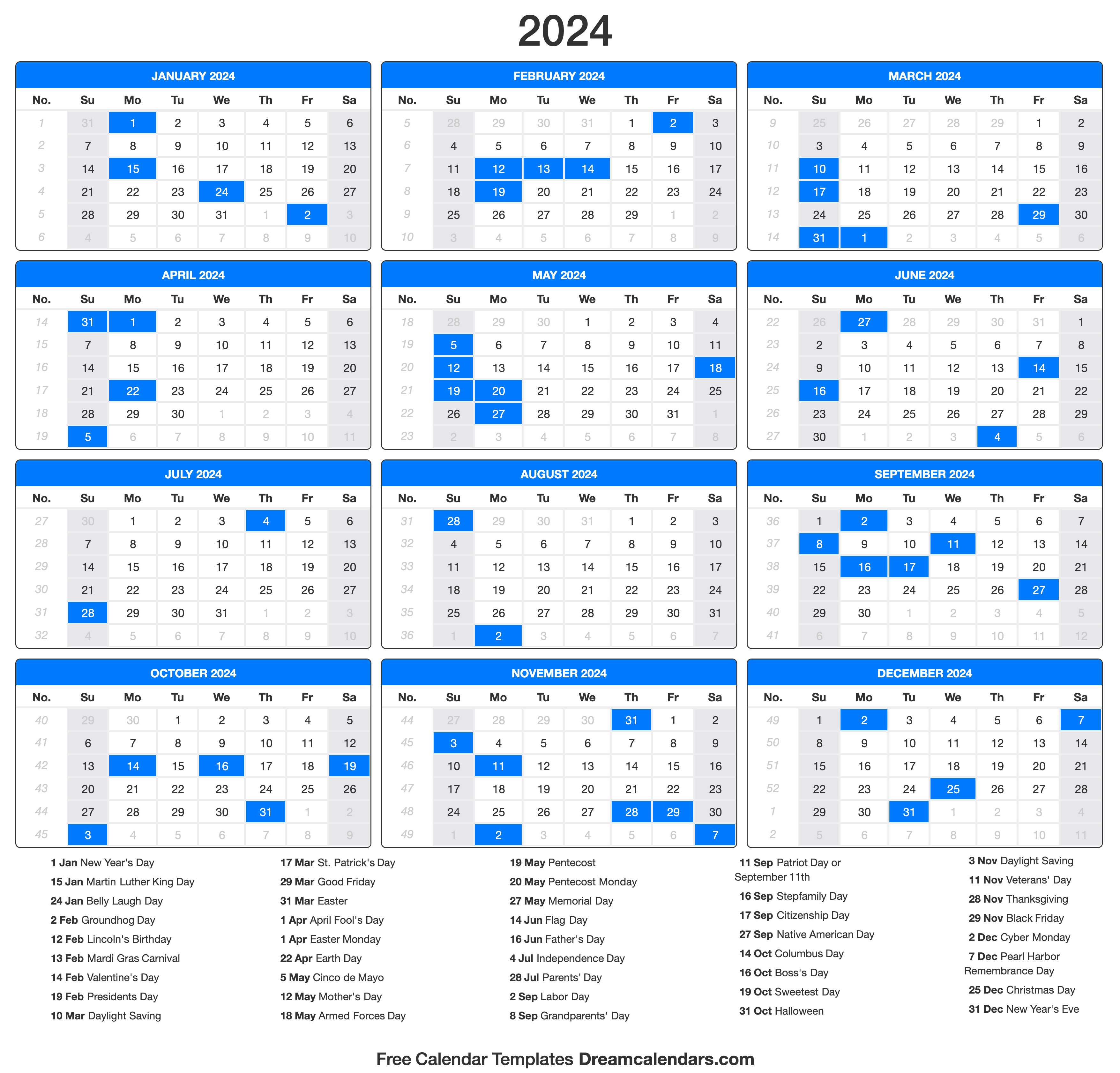 May 2024 Calendar With Us Holidays Printable Online