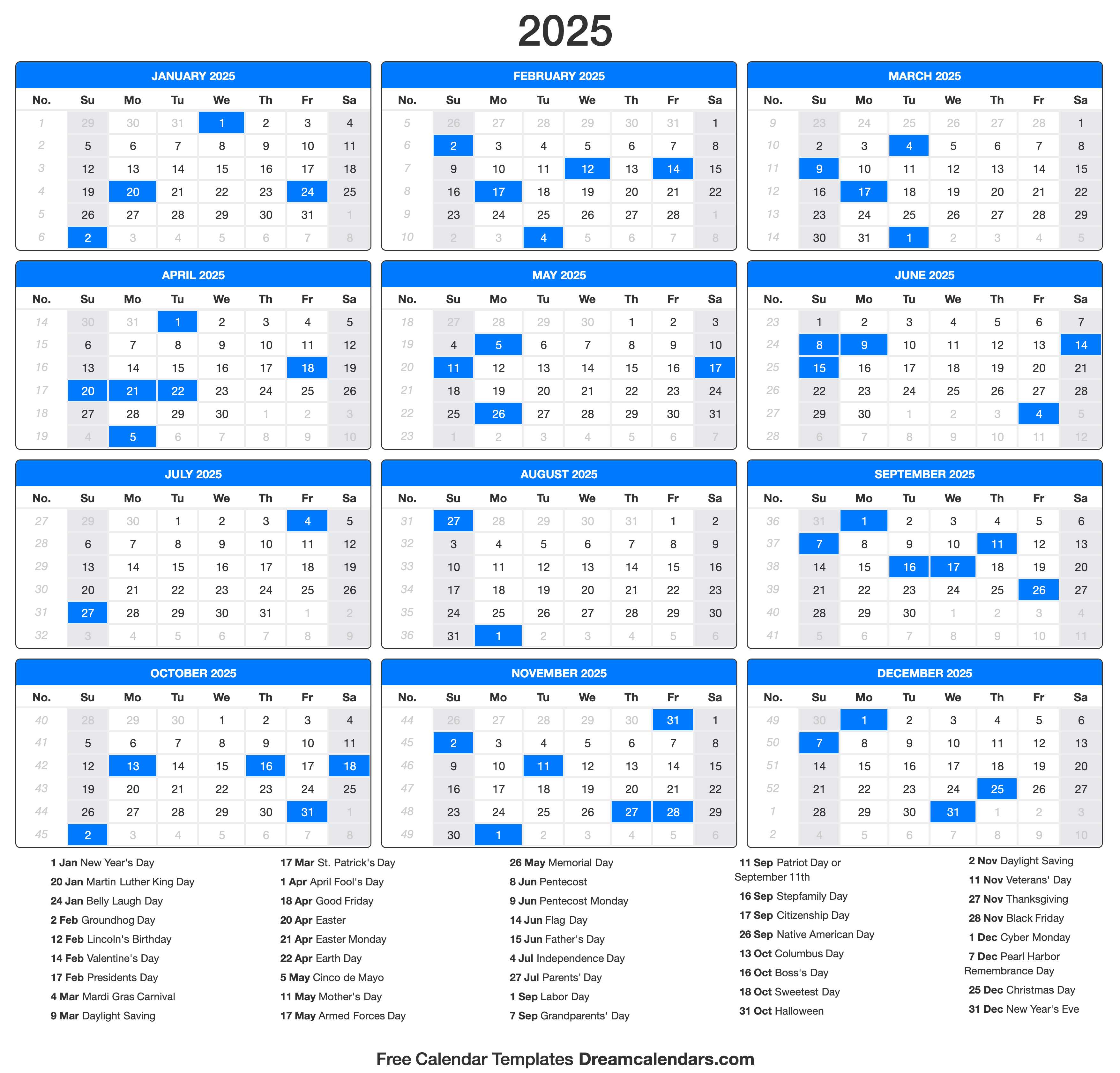2025 Calendar (Portrait)