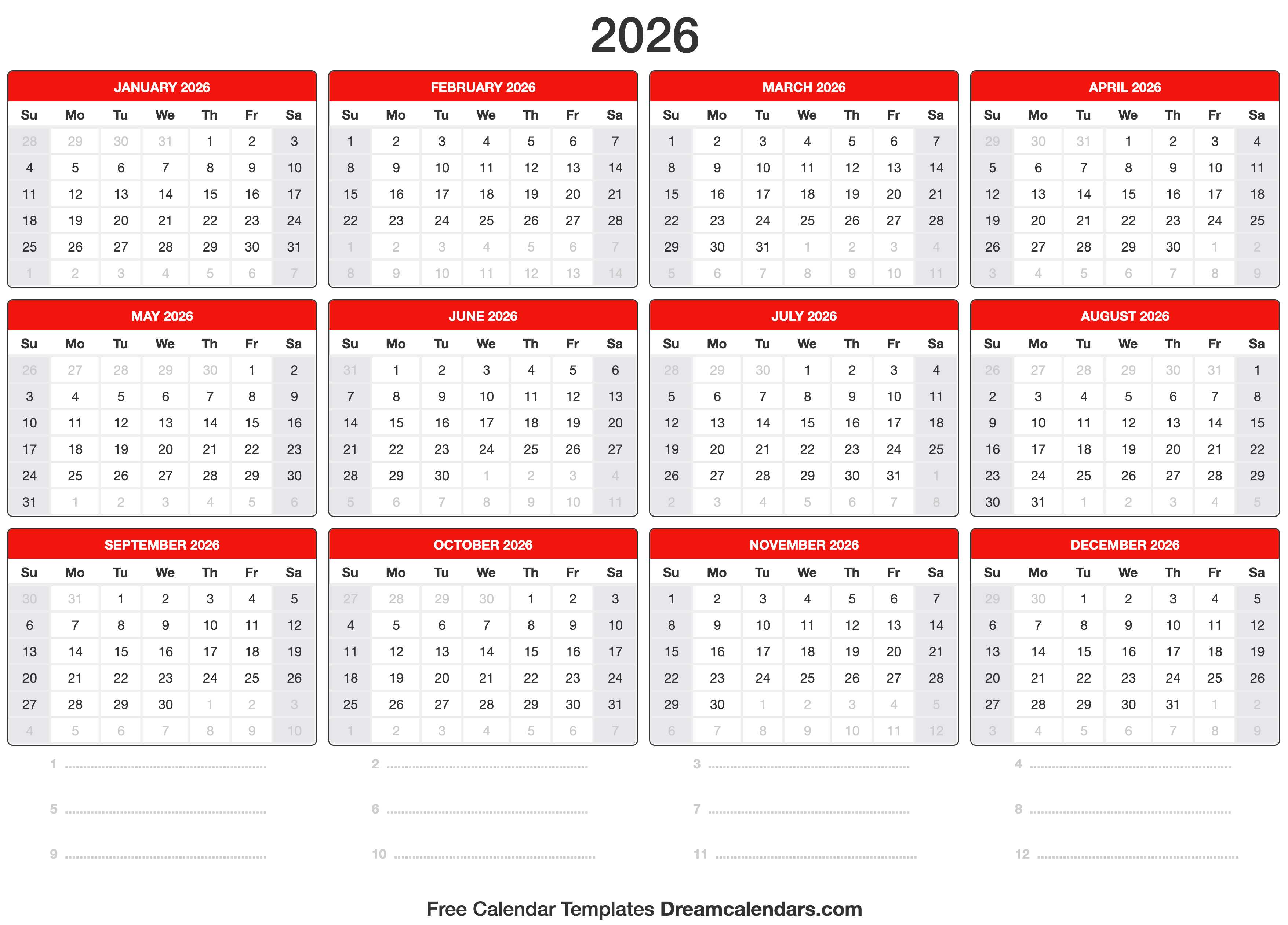 2026 Full Year Calendar With Holidays 2025 2026 2027 Calendrier Yearly Calenders Arabe Circle