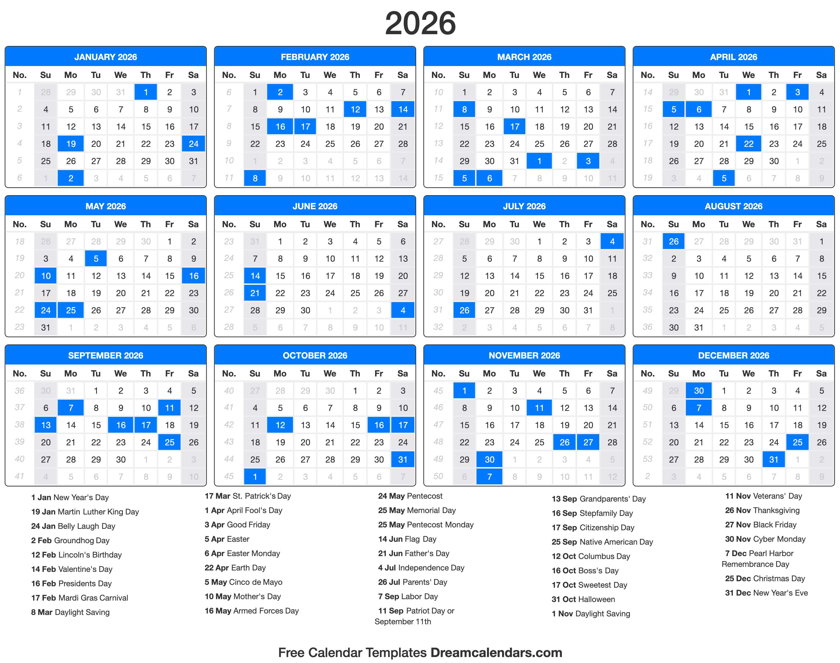 2026 Calendar