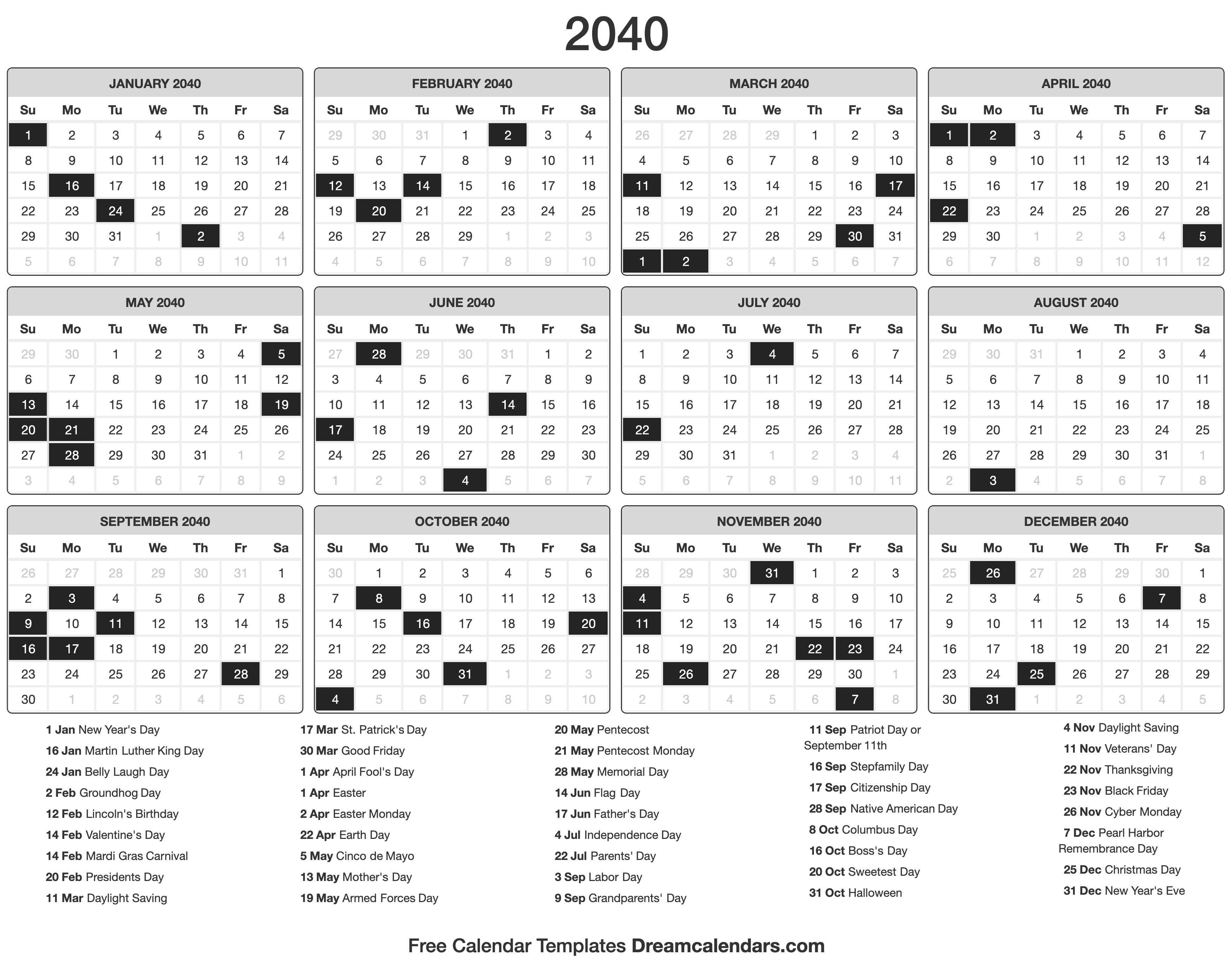 26 января 2040 года какой день недели