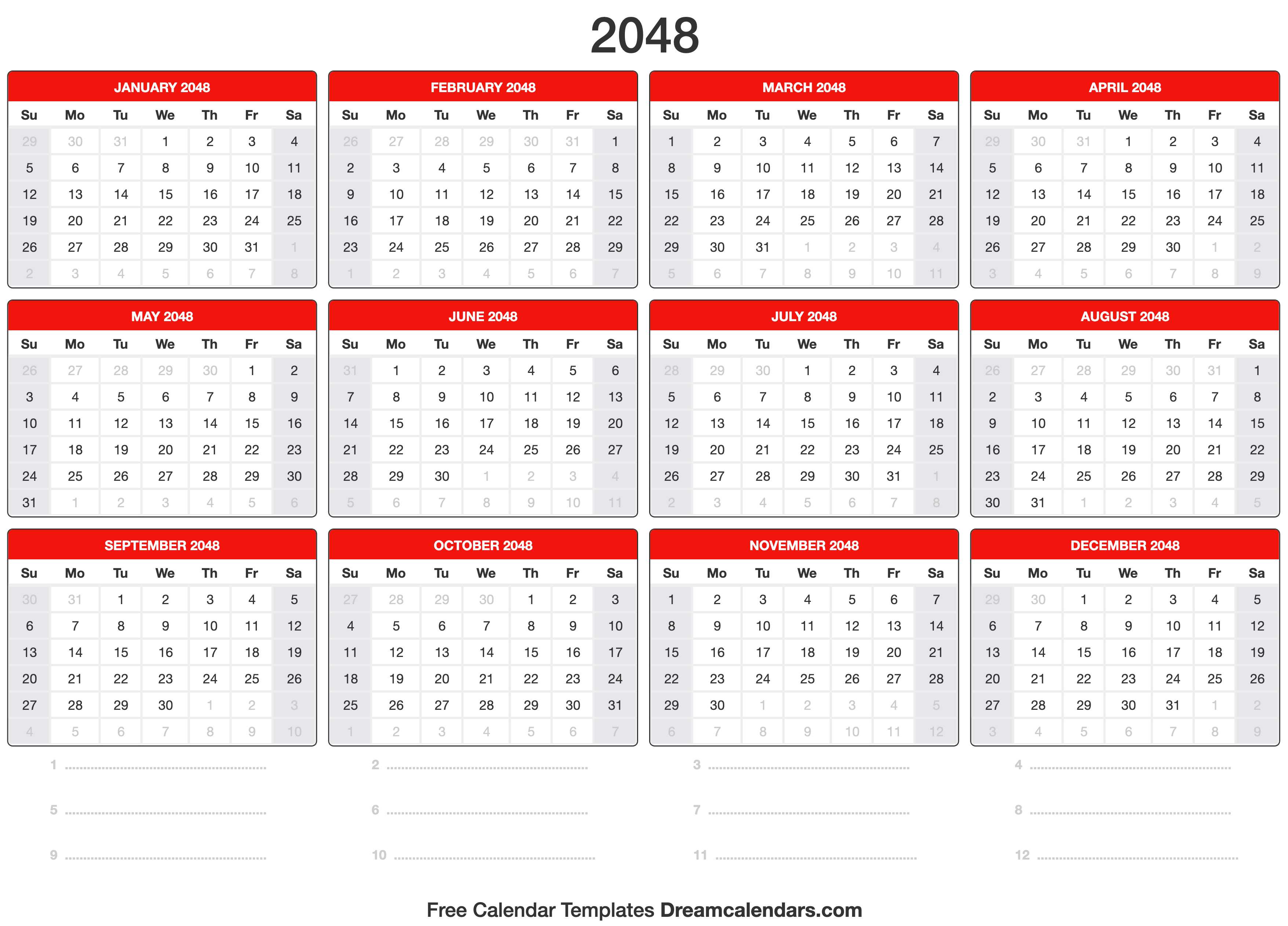 2048 Calendar